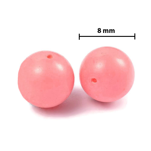 2pcs., salmon coloured, half-drilled shell pearl, 8mm.
