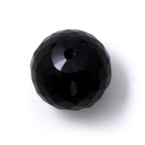 Onyx bead, half-drilled, faceted round, A-grade, 10mm, 1pc.