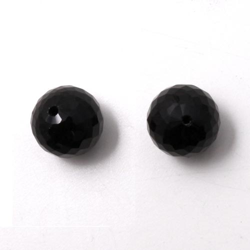 Onyx bead, half-drilled, faceted round, A-grade, 10mm, 1pc.