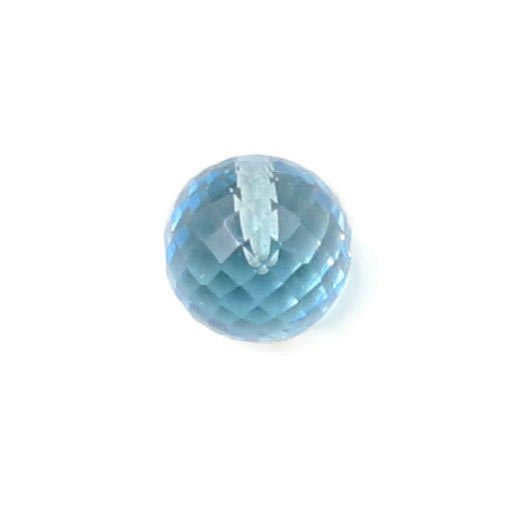 Half-drilled, blue topaz, round, closely faceted, AA-grade, 6mm, 1pc