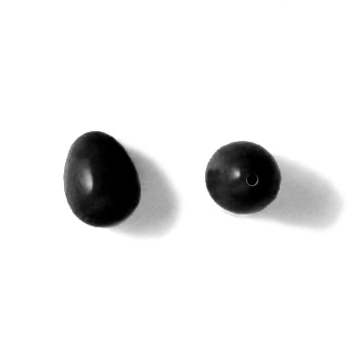Pressed turquoise, black, short teardrop, half-drilled, 9x7mm, 2pcs