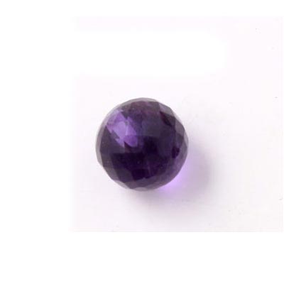 Amethyst, dark purple, half-drilled, faceted, round, 10mm, 1pc.