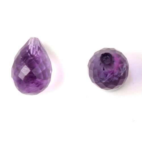 Amethyst teardrop, half-drilled, closely faceted, 12x8mm, 1pc.