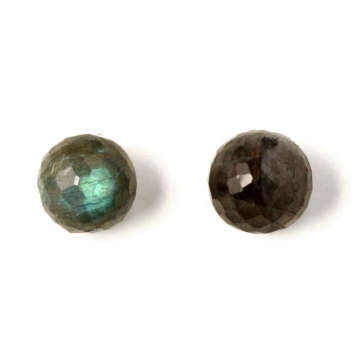 Labradorite, half-drilled, closely faceted, 6mm, 1pc.