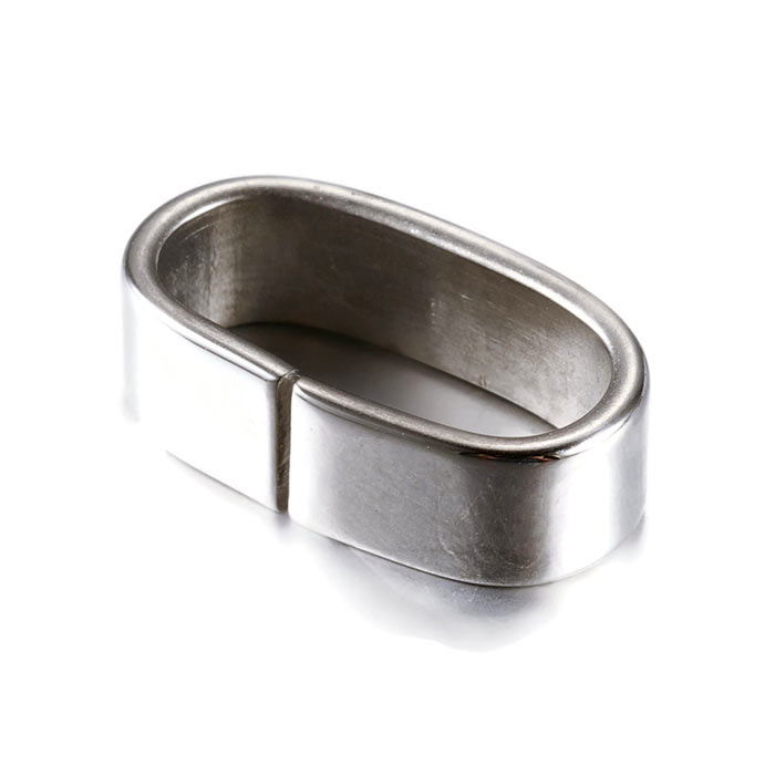 Band ring, bright steel, 16x9.5x4.5 mm, 2 pieces