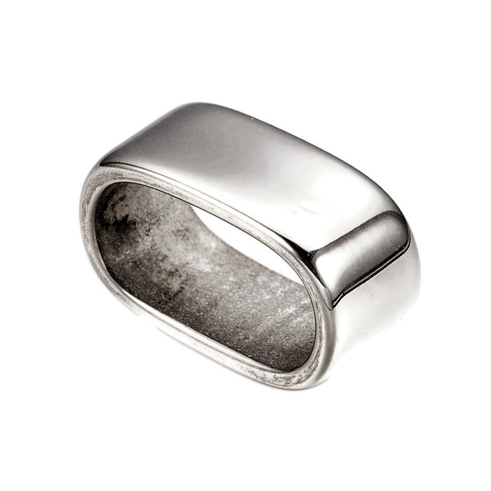 Ring / collector bead for cords, oval, stainless steel, 13x8x6mm, 2pcs