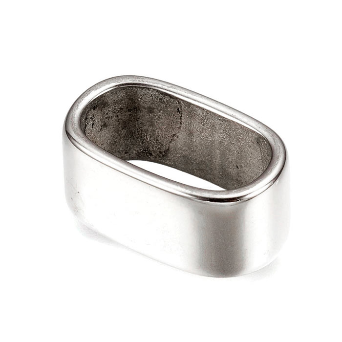 Ring / collector bead for cords, oval, stainless steel, 13x8x6mm, 2pcs