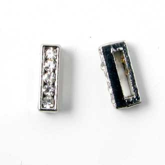 Letter I, slide charm, silver-coloured with crystals, ca. 10x12mm, 1pc.