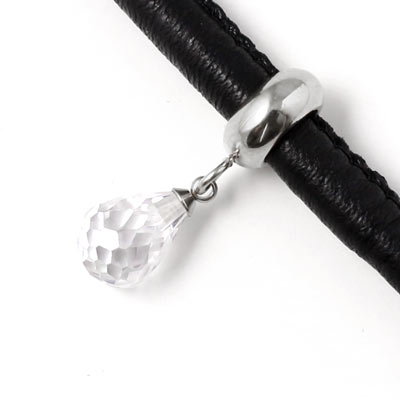 Crystal-drop charm, quality steel, with eye and 6mm jump ring, 1pc.