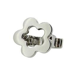 Flower-clip, polished steel, used with cords of 5-6mm, 10mm, 1pc.