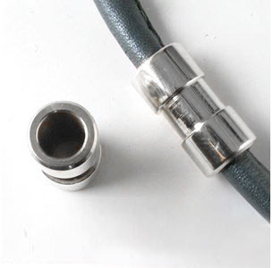 Long cylinder w. rabbet, stainless steel, 6mm hole, 1pc.