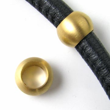 Thick bracelet bead w. matt finish, 12mm, gilded stainless steel, hole size 7mm, 1pc.