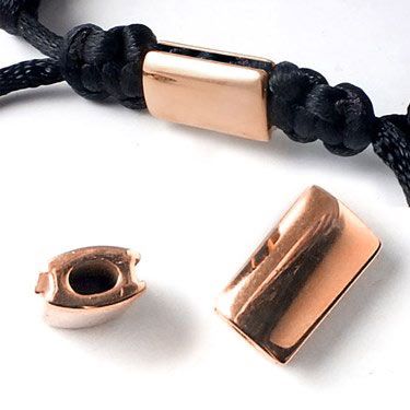 Locking bead for knotted macrame bracelets, rose gold steel,12x8x5mm, 1pc.