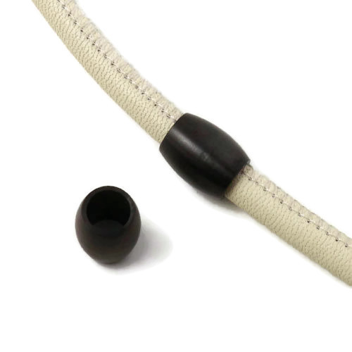 Tube-bead, frosted black stainless steel, inner hole size 8 mm, 1 pc.