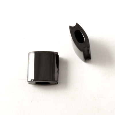 Square bead / locking bead for Macramé bracelets, black steel,10x10x5mm, 1pc.