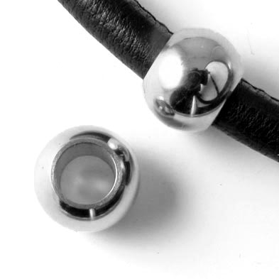 Bracelet bead, 10mm, stainless steel, hole size 5mm, 1pc