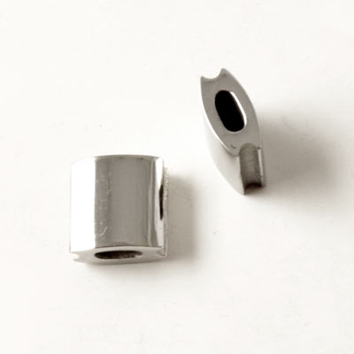 Square bead / locking-bead for macrame bracelets, steel,10x10x5mm, 1pc.