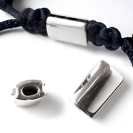 Locking-bead for macrame bracelets, stainless steel, 12x8x5mm, 1pc
