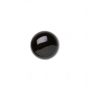 Onyx cabochon (flat back), black, round, 14mm, 1pc.
