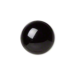 Onyx cabochon (flat back), round, black, 20mm, 1pc.