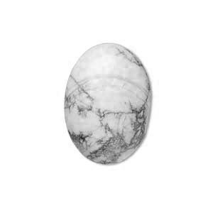 Howlite cabochon (flat back), oval, 25x18mm, 1pc.