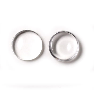 Cabochon, glass, transparent, 12 mm, 6pcs