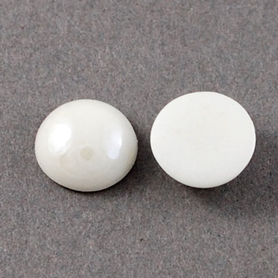 Cabochon, glass with pearl-look, 12mm, 6pcs.