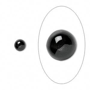 Onyx cabochon (flat back), black, round, 4mm, 2pcs.