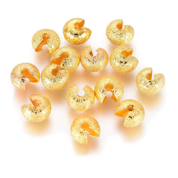 Crimp cover, bead tip, stardust, gilded brass, 4mm. 20pcs.