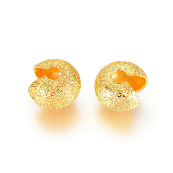 Crimp cover, bead tip, stardust, gilded brass, 4mm. 20pcs.
