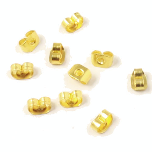 Earnuts for earstuds, Bulk purchase, gold-plated brass, 100pcs