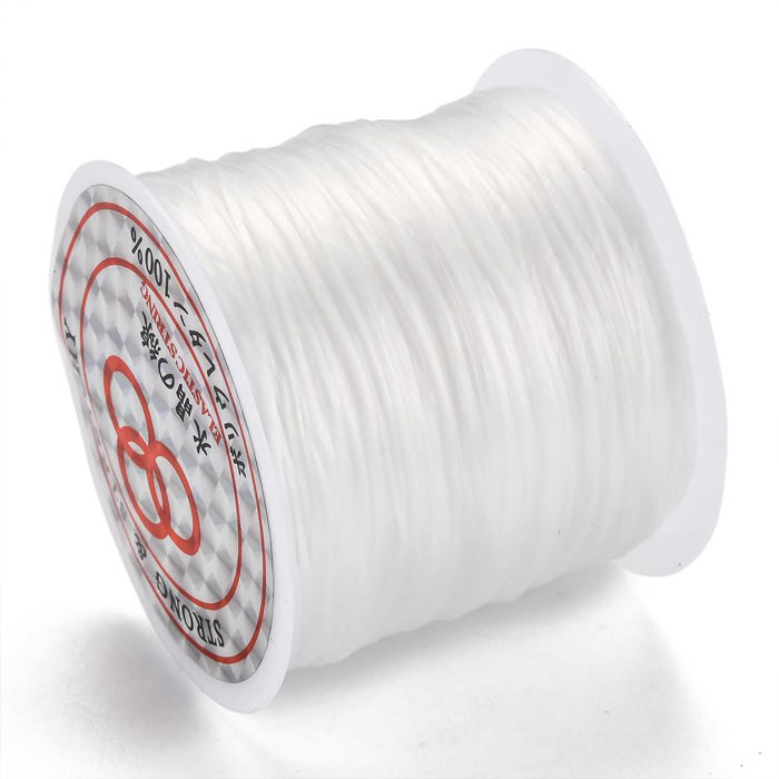 Elastic cord, fiber, white, flat, width 0.8mm, spool, 60m.