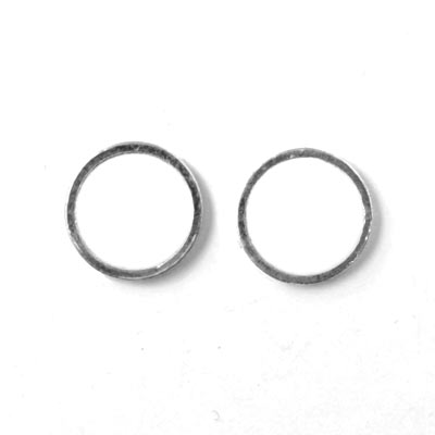 Enamel coin without hole, white and silvered, 12x1.5mm, 2pcs.