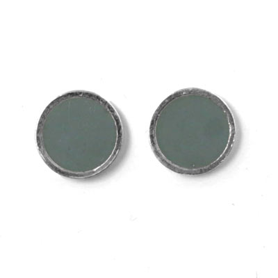Enamel coin without hole, grey and silvered, 12x1.5mm, 2pcs.