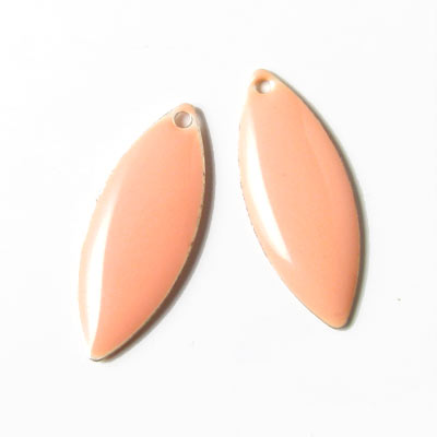 Enamel charm, salmon pointed, 24x10mm, 2pcs.
