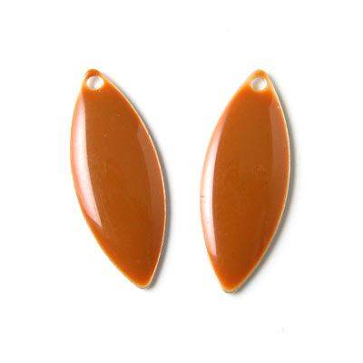 Enamel charm, brown pointed, 24x10mm, 2pcs. (Kopi)