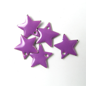 Enamel star, violet, silver border, 12mm, 4pcs.