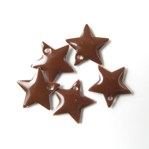 Enamel star, dark brown, silver border, 12mm, 4pcs.
