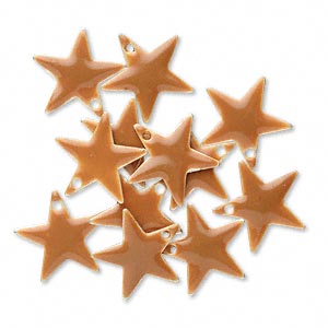 Enamel star, brown silver, border, 17mm, 2pcs.
