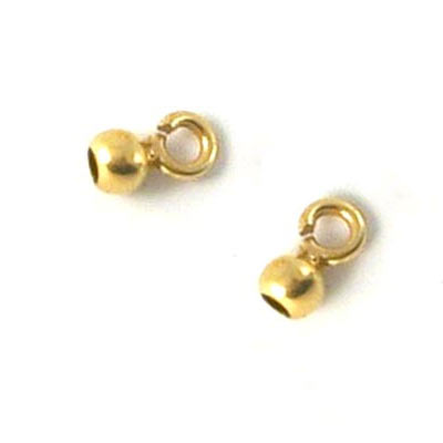 Crimp end, small eye, open, gold plated silver, 4mm., 2pcs.