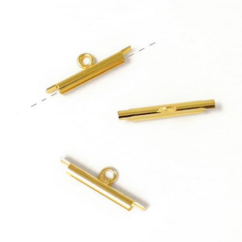 Miyuki cord ends for peyote stitch bracelets, gilded brass, 20x3mm, 2pcs.