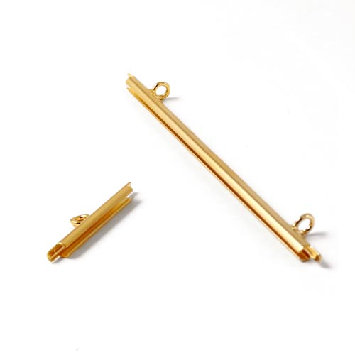 Miyuki cord ends for peyote stitch bracelets, gilded brass, 20x3mm, 2pcs.