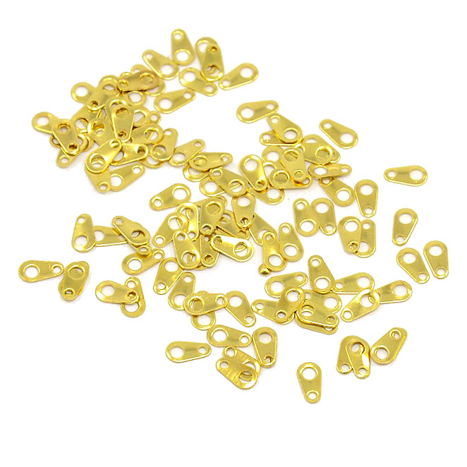 Chain connector, chain tab, golden brass, 7x4mm, 20pcs.