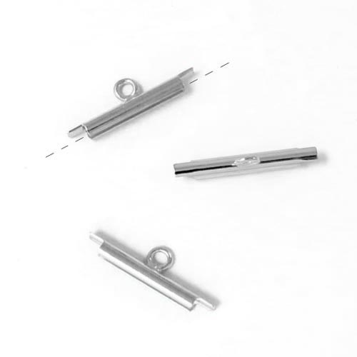 Miyuki cord ends for peyote stitch bracelets, light steel coloured, 15x3mm, 4pcs.