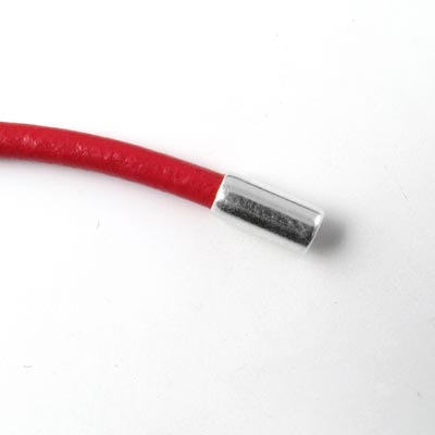 Cord end without ring, silver plated brass, 3/2.5mm., 10pcs.