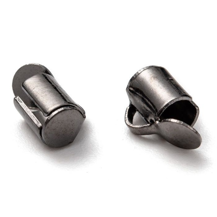Tube cord end, small, gunmetal, black brass, 6x4mm, 6pcs.