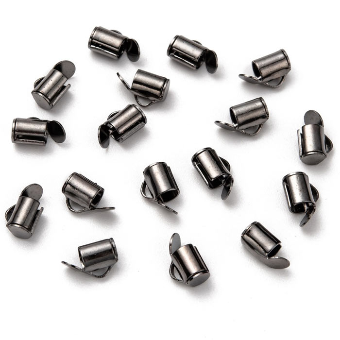Tube cord end, small, gunmetal, black brass, 6x4mm, 6pcs.