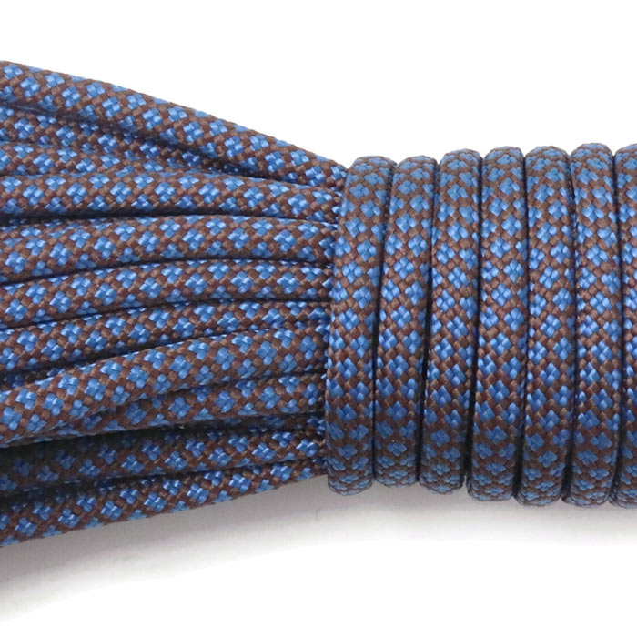 Parachute cord, zig-zag pattern, blue/chestnut, 4 mm, 2 m