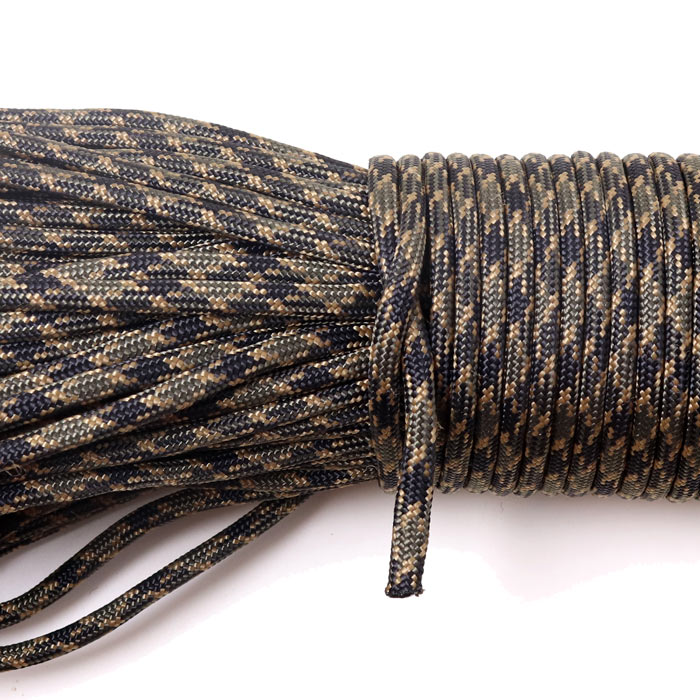 Paracord, camouflage, sand / dark green, 4mm, 2m
