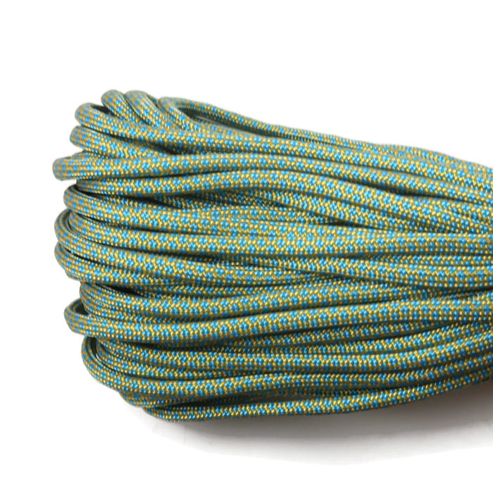 Paracord 550, snakeskin pattern, turquoise and yellow, 4mm, 2m